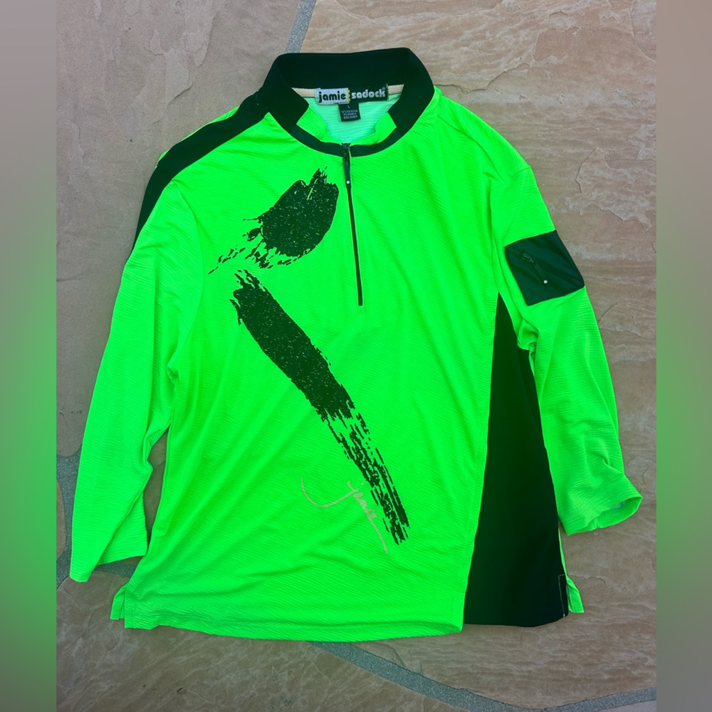 Jamie Sadock Neon Green and Black Men's Jersey
